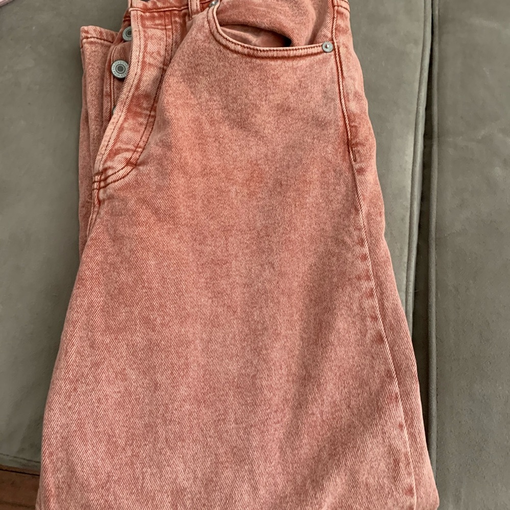 Free People red faded rinse denim